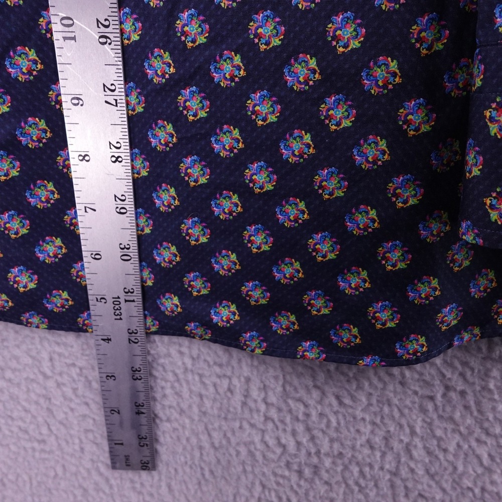 Eton Mens Contemporary Fit Navy Blue Floral Medallion Print Dress Shirt 16.5-42 - Picture 7 of 9